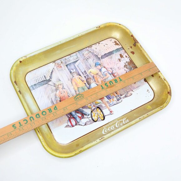 Vintage Coca-Cola Serving Trays Set of 2 Small Metal Coke Trays Retro 80s Promo - Picture 13 of 13